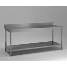 TAVOLO INOX CON TELAIO + ALZATINA 150X50X90H